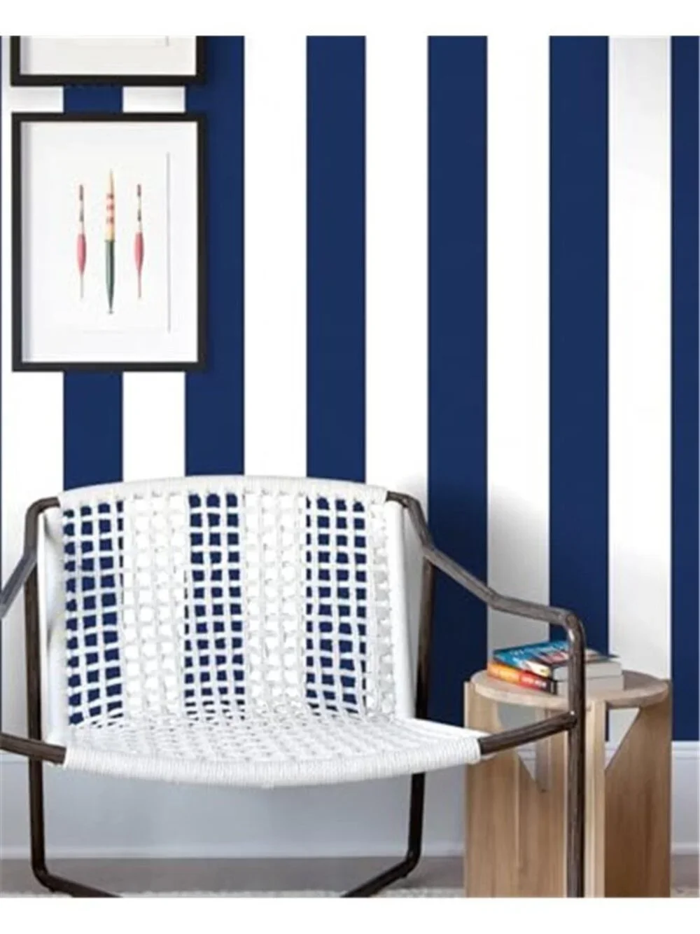 Blue White Striped Peel Stick Wallpaper Removable Self Adhesive Vinyl Roll